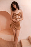 stay home sexy sensuel satin nuisette new lingerie lingerie homewear glamorous dentelle camel