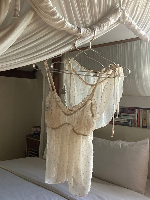 Ensemble Shorty "HENRIETTE" Plumetis Crème