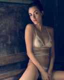 white  underwear  thong  stunning  soft  smooth  sheer  sexy  set  see-through  panties  lune de miel  laces  lace  glamour  glamorous  ensembles  ensemble  cute  cream  comfortable  chic  brea  bralette  boho