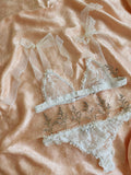 white  underwear  stunning  soft  simple  sheer  sexy  ruffles  pure  playful  panties  lingerie  glamorous  frilly  favorie  cute  comfortable  chic  bralette  bra  boho